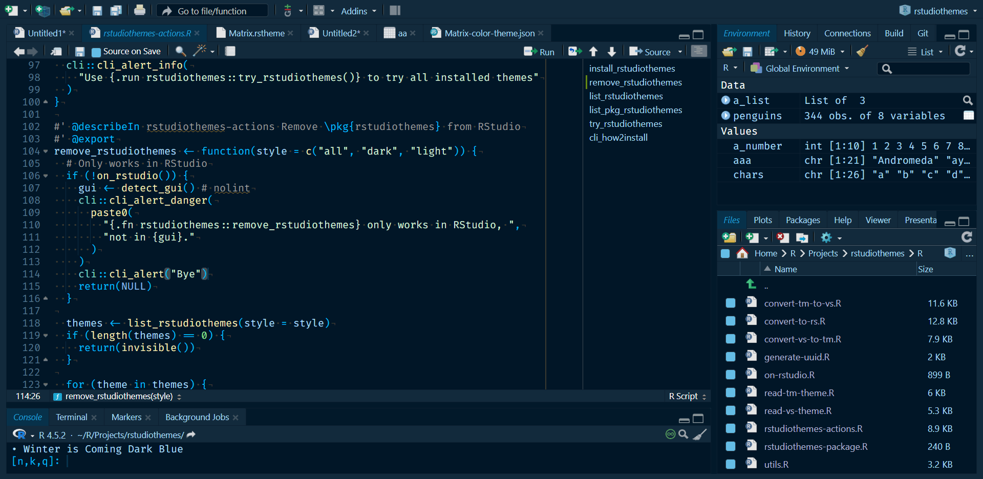 Screenshot of theme Winter is Coming Dark Blue