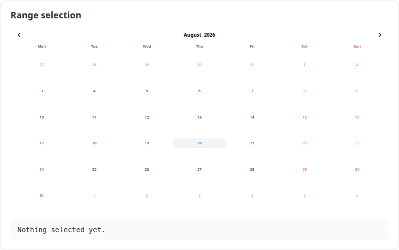 Selecting a date range, with the selection appearing in R