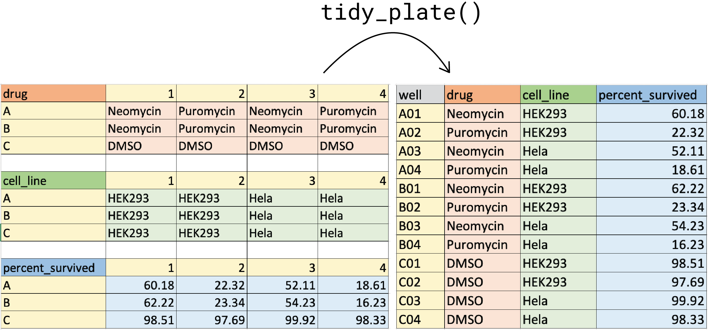 This figure demonstrates how to format the 12-well plate input file. Colors are for visualization purposes only.